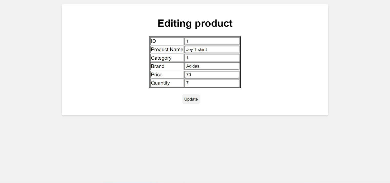 Mystic Marketplace product editing form