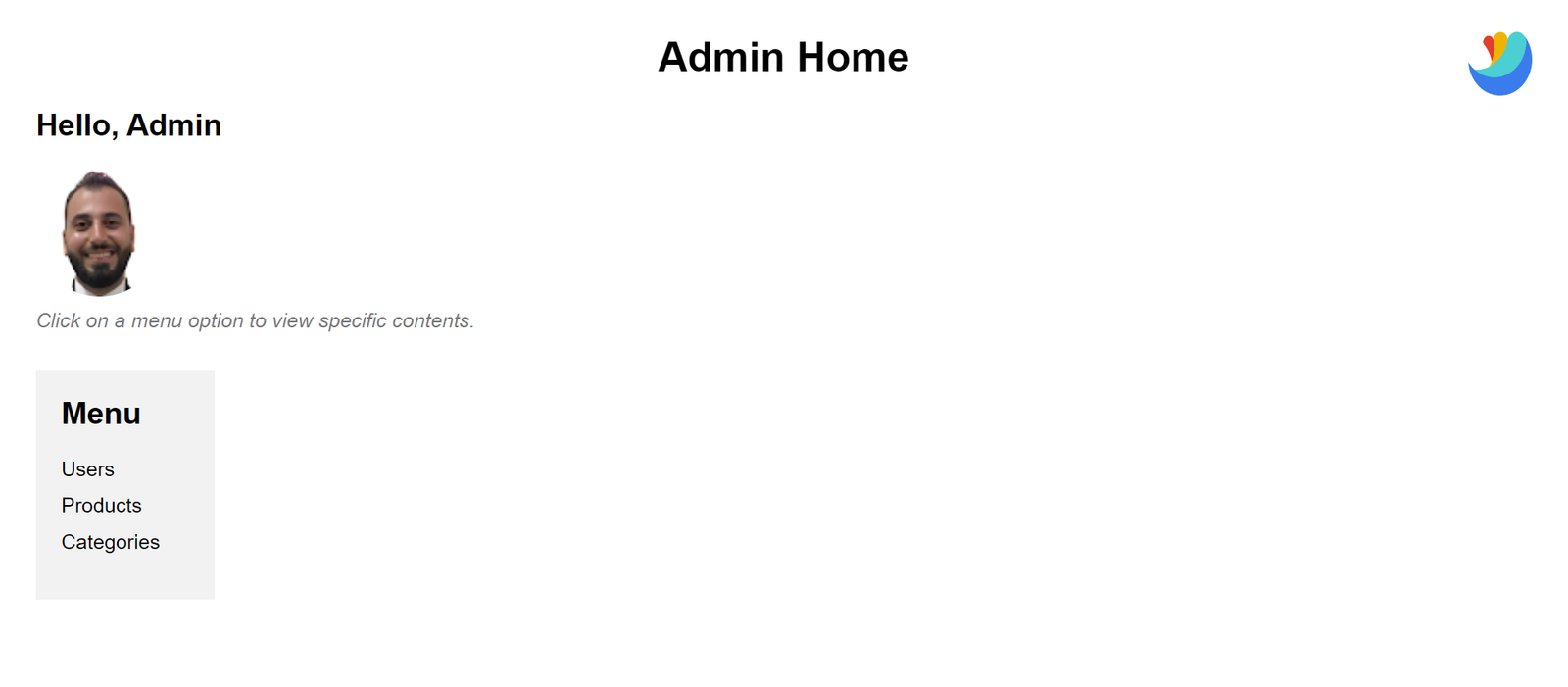 Mystic Marketplace admin home page